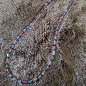 Blue and pink stone necklace